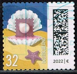 Germany 2022,Sc.#3268 used. Letter as Pearl Inside Seashell
