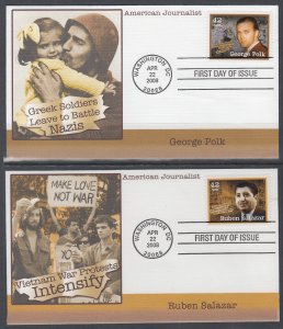 US 4248-4252 Journalists Fleetwood Set of Four U/A FDCs