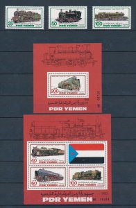 [113658] Yemen PDR 1983 Railway trains Eisenbahn Locomotives with Sheets MNH