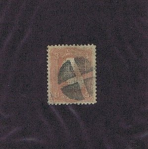 SC# 83, USED, 3 CENT, WASHINGTON, 1867, QUARTERED CORK CANCEL, 2019 PSAG CERT 