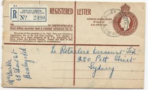 Australia H&G #39 Registered Letter Bexley North New South Wales Nov 20, 1953