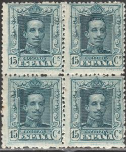 SPAIN 336, 15cs BLOCK OF 4, MINT/UNUSED. F-VF. (225)