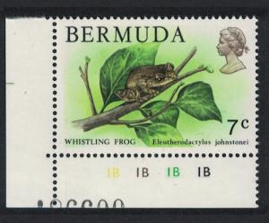 Bermuda Whistling Frog 7c Bottom Left Corner Cylinder 1B SG#390