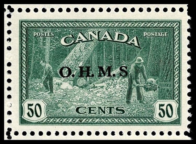 Canada 1949 Official 50c block MISSING STOP AFTER S variety MNH. SG O169,O169a