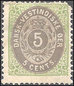 Danish West Indies 8 Mint,NG... SCV $30.00