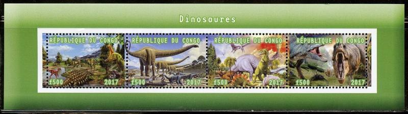 CONGO 2017  DINOSAURS  SHEET II   OF FOUR MINT NEVER HINGED