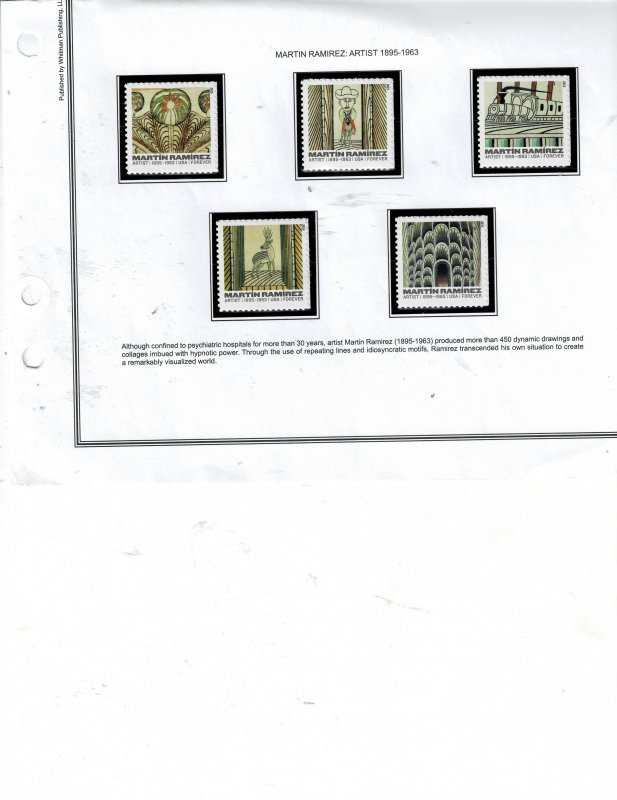 Martin Ramirez Artist Forever(60c) US Postage Single stamps #4968-72
