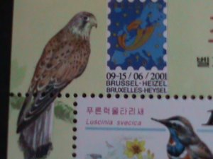 ​KOREA 2001SC# 4146 GELGICA2001 STAMPS SHOW-LOVELY KOREAN BIRDS CTO-S/S-VF