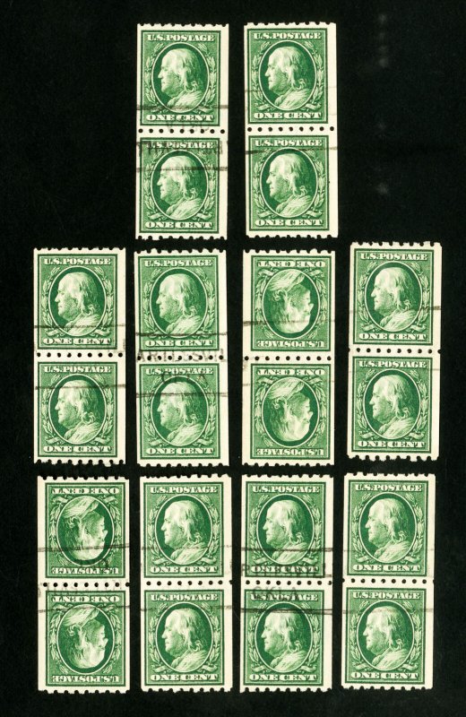 US Stamps # 390 VF 10 used pairs w/ many choice Scott Value $450.00