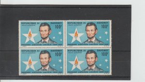 Dahomey  Scott#  C29  MNH  Block of 4  (1965 Abraham Lincoln)