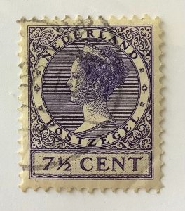 Netherlands 1926-27 Scott 174 used - 7.½c,  Queen Wilhelmina