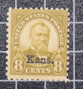 Scott 666 - 8 Cents Grant Kans Overprint - MNH - Nice Stamp - SCV $145.00