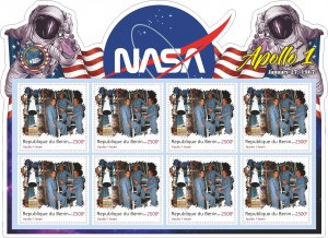 Stamps. Space Apollo 1 2022 Benin 6 sheets perforated