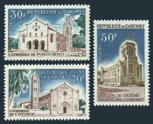 Dahomey 212-214,MNH.Michel 267-269. Cathedrals 1966.Porto Novo,Ouidah,Cotonou.
