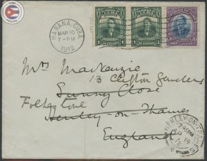 Cuba 1912 Habana Letter to Henley England - Patriots Series | CU19277