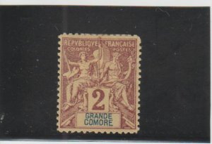 Grand Comoro  Scott#  2  MH  (1897 Navigation & Commerce)