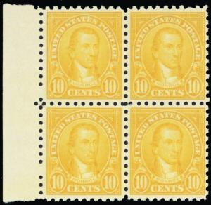591, Mint 10¢ VF LH/NH Block of Four Stamps Cat $295.00 - Stuart Katz