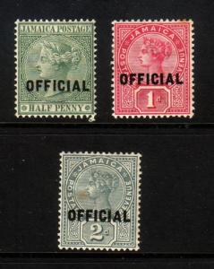 Jamaica Sc O2-4 1890-1 overprinted Official stamp set mint