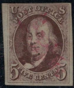 MALACK 1 VF, lovely color with red cancel, Very Nice! guu123