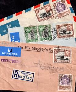 British KUT KGVI 3 x Airmail postal history covers WS7349