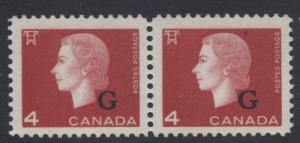 Canada - Scott O48  - G Overprint Stamp -1963 - MNH -Joined Pair of 4c Stamp