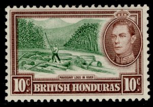 BRITISH HONDURAS GVI SG155, 10c green & reddish brown, M MINT.