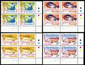 ICELAND 856-59 PLATE BLOCKS VF/NH Icelandic Fish-International Year of the Ocean