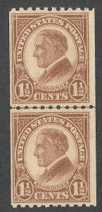 Doyle's_Stamps: MNH 1925 Coil Line Pair Harding 1 1/2c Issues, Scott #605**