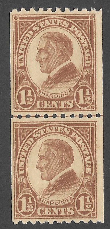 Doyle's_Stamps: MNH 1925 Coil Line Pair Harding 1 1/2c Issues, Scott #605**