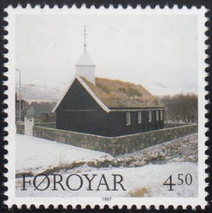 Faroe Islands 1997 MNH Sc #329 4.50k Exterior Hvalvik church