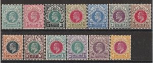 NATAL 1902 KEVII set ½d to 4/- wmk Crown CA.