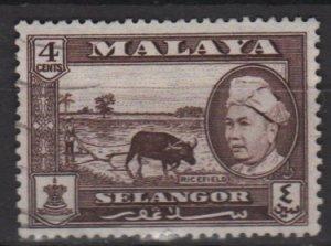 Malaya Selangor 1957 Scott 104 used - 4c, Ricefield & Sultan