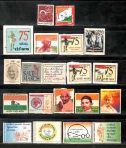 INDIA 20 DIFFRENT Mahatma GANDHI'S DANDI MARCH Self-adhesive LABLE