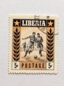 Liberia - 1955 – Single “Sports/Soccer” stamp – SC# 348 - Used