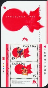 SUMO = WRESTLING = Souvenir Sheet of 2 stamps = Canada 1998 #1724b MNH