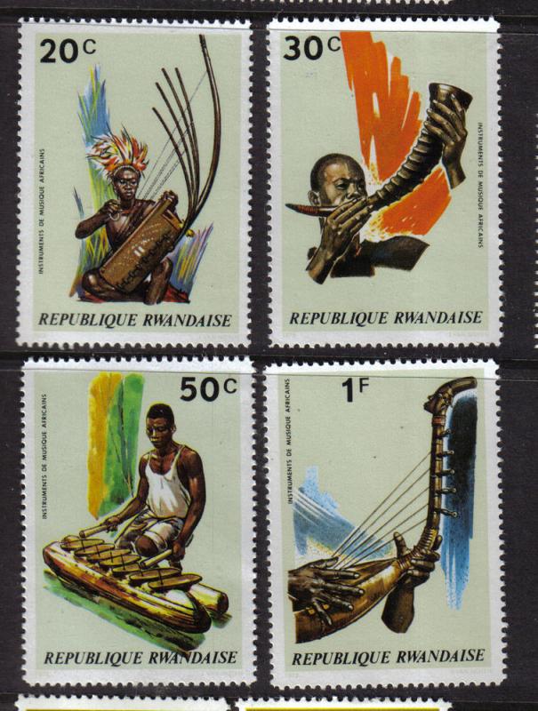 RWANDA UNMOUNTED MINT MNH 1973 AFRICAN MUSICAL INSTRUMENTS