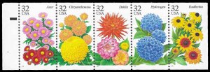 PCBstamps US #2993/2997av Bk Pane $1.60(5x32c)Flowers, UNFOLDED, MNH, (6)