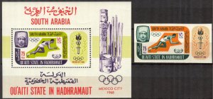 {AH002} ADEN / Hadhramaut 1967 Olympics Mexico 1968 MNH**Mi.:107B Bl.7 19 Eur.