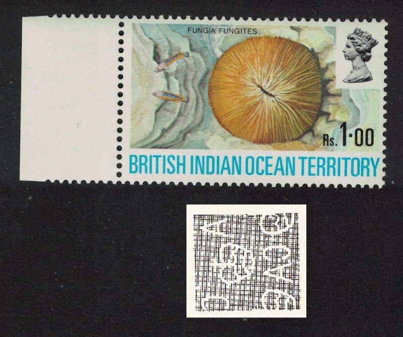 BIOT Mushroom coral 1R Watermark Variety 1971 MNH SG#43w