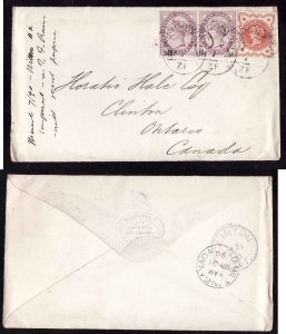 GB-#2159b-cover-London E.C.(hooded cancel)-Mr 7 1890 to Canada,