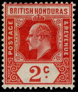 BRITISH HONDURAS EDVII SG96, 2c carmine, LH MINT. Cat £19.