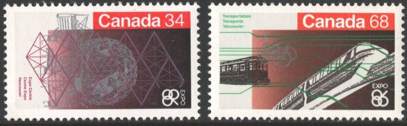 Canada SC#1092-1093 34¢-68¢ Expo 86 World Fair, Vancouver 2nd Series (1986) MNH