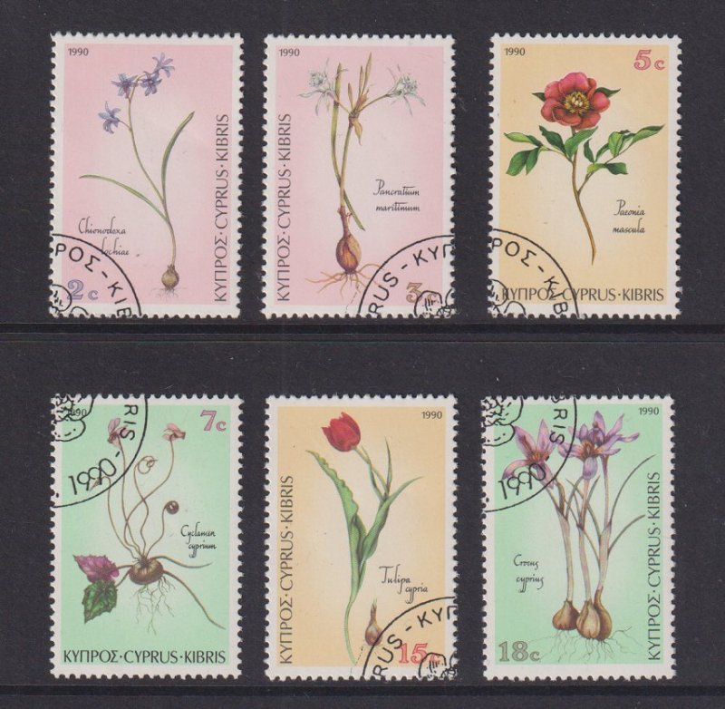 Cyprus  #766-771  cancelled  1990   flowers