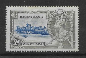 BASUTOLAND SG12f 1935 SILVER JUBILEE 2d LINE BY TURRET VAR MTD MINT