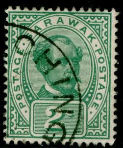 SARAWAK SG37, 2c green, FINE USED, CDS.