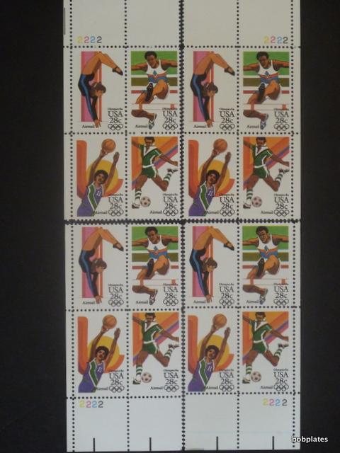 BOBPLATES #C101-4 Olympics Matched Set of 4 Plate Blocks 2222 VF NH SCV=$