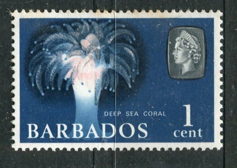 BARBADOS; 1965 early QEII Marine Life issue fine Mint 1c. value