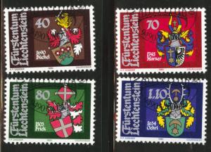 LIECHTENSTEIN Scott 681-684 used CTO 1980 Arms set