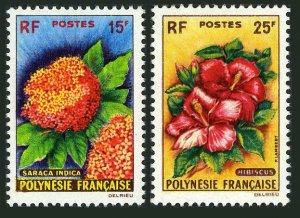 Fr Polynesia 196-197,MNH.Michel 20-21. Flowers 1962.Saraca indica,Hibiscus.