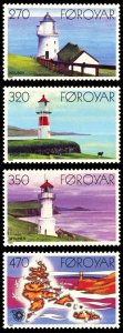 Faroe Islands 1985 Lighthouses Scott #130-133 Mint Never Hinged